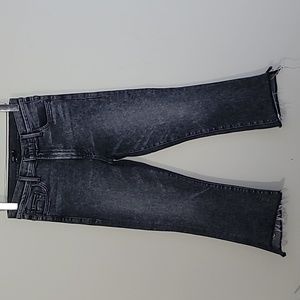Mother The Insider Crop Step Fray in Train Stops Sz 27 Stretchy Washed Black